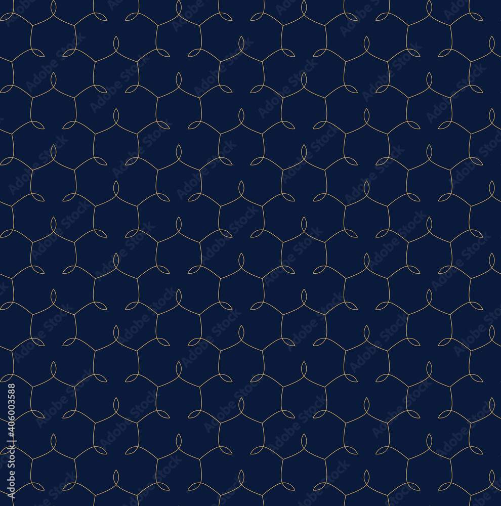 Fototapeta premium abstract geometric shapes with leaves. modern stylish texture. vector seamless pattern. blue yellow repetitive background. fabric swatch. wrapping paper. continuous print. design element for textile