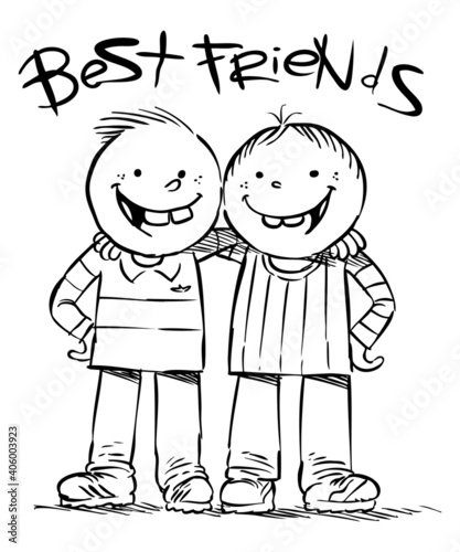 Hand drawn illustration of the best friends.