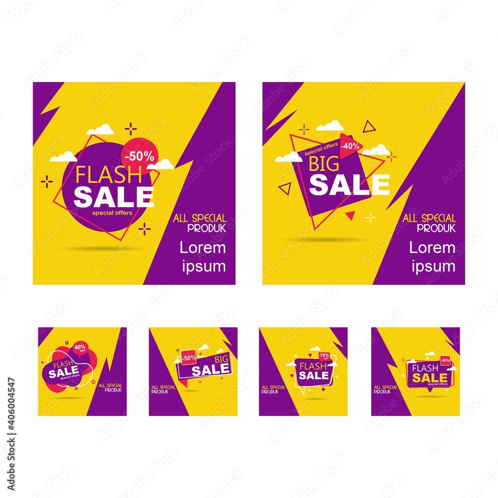 Flash sale discount banner template promotion.vector design