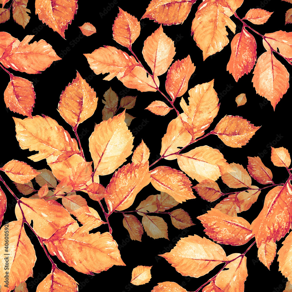 Watercolor bright leaves seamless pattern Watercolor bright leaves seamless pattern