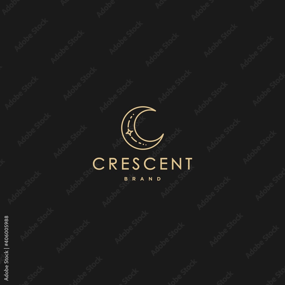 elegant crescent moon and star logo design line icon vector in luxury style outline linear elegant crescent moon and star logo design line icon vector in luxury style outline linear