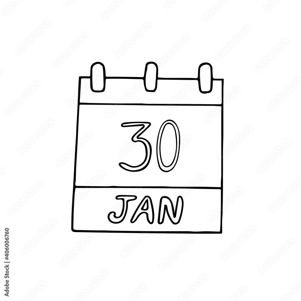 calendar hand drawn in doodle style. January 30. Day, date. icon, sticker, element, design. planning, business holiday calendar hand drawn in doodle style. January 30. Day, date. icon, sticker, element, design. planning, business holiday