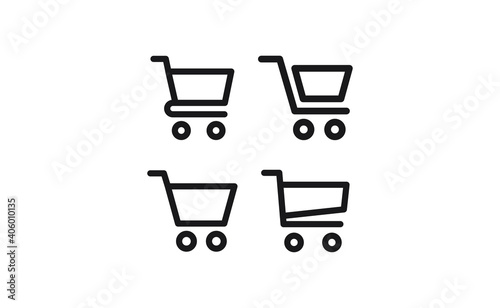 Shopping cart vector icon collection. E-commerce online shop symbol.