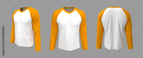 Quadro su tela Long-sleeves raglan t-shirt mockup, 3d illustration, 3d rendering