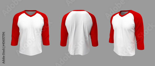 Obraz na płótnie Long-sleeves raglan t-shirt mockup, 3d illustration, 3d rendering