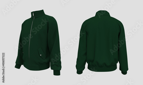 Blank tracktop jacket mockup, 3d illustration, 3d rendering