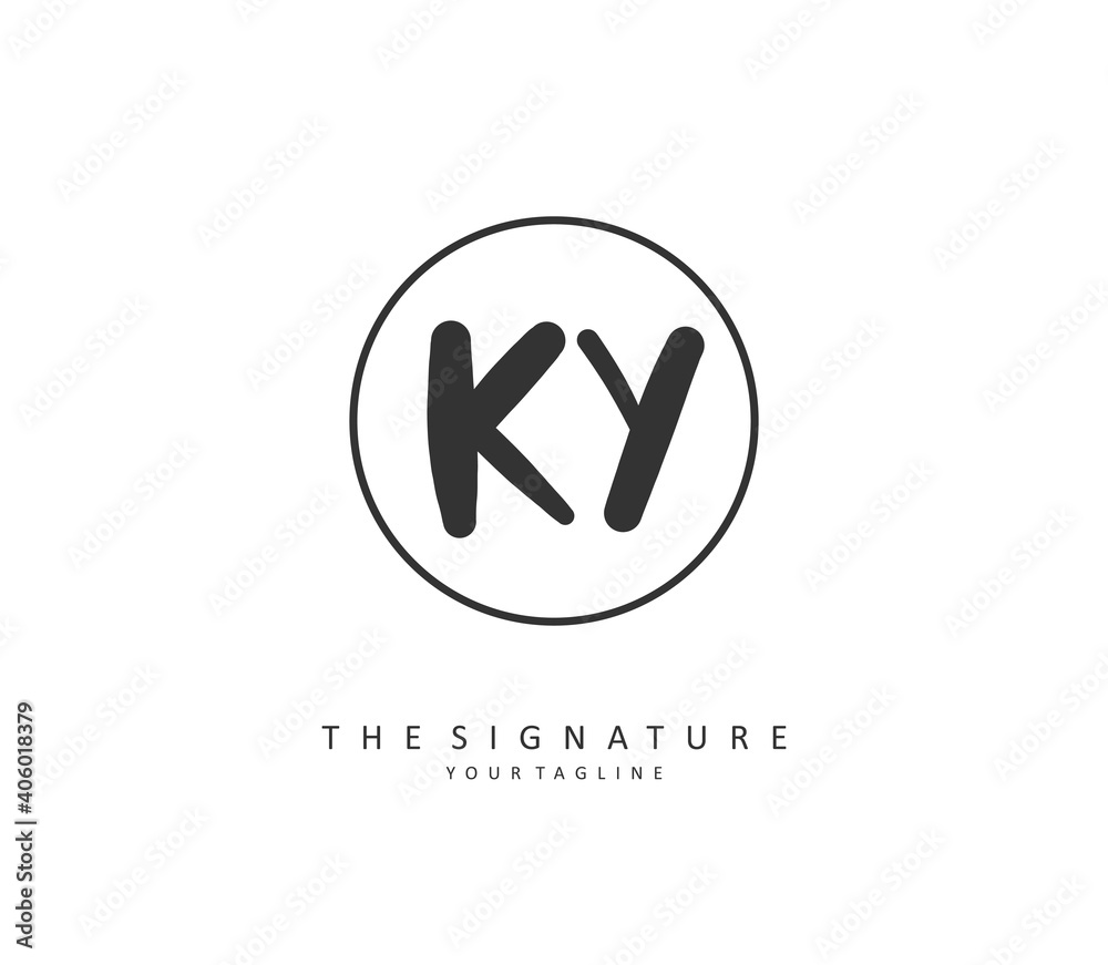 KY Initial letter handwriting and signature logo. A concept handwriting initial logo with template element. KY Initial letter handwriting and signature logo. A concept handwriting initial logo with template element.