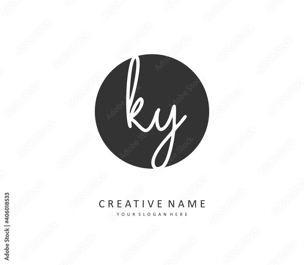 KY Initial letter handwriting and signature logo. A concept handwriting initial logo with template element. KY Initial letter handwriting and signature logo. A concept handwriting initial logo with template element.
