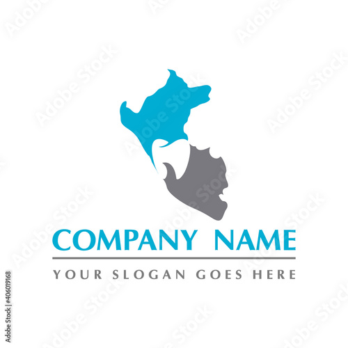 peru map and teeth dental care symbol logo vector