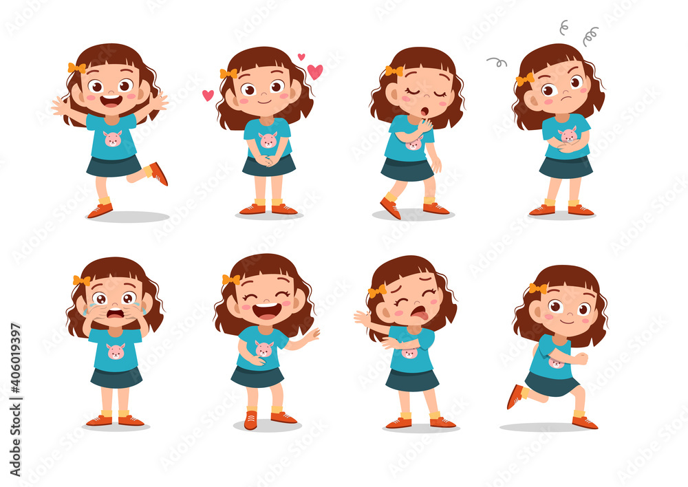 kid child expression vector illustration set bundle