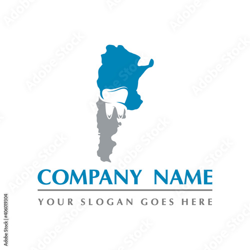 argentina map and teeth dental care symbol logo vector