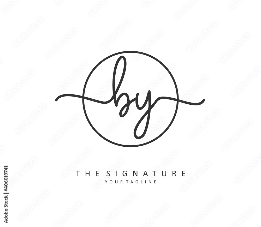 BY Initial letter handwriting and signature logo. A concept handwriting initial logo with template element. BY Initial letter handwriting and signature logo. A concept handwriting initial logo with template element.