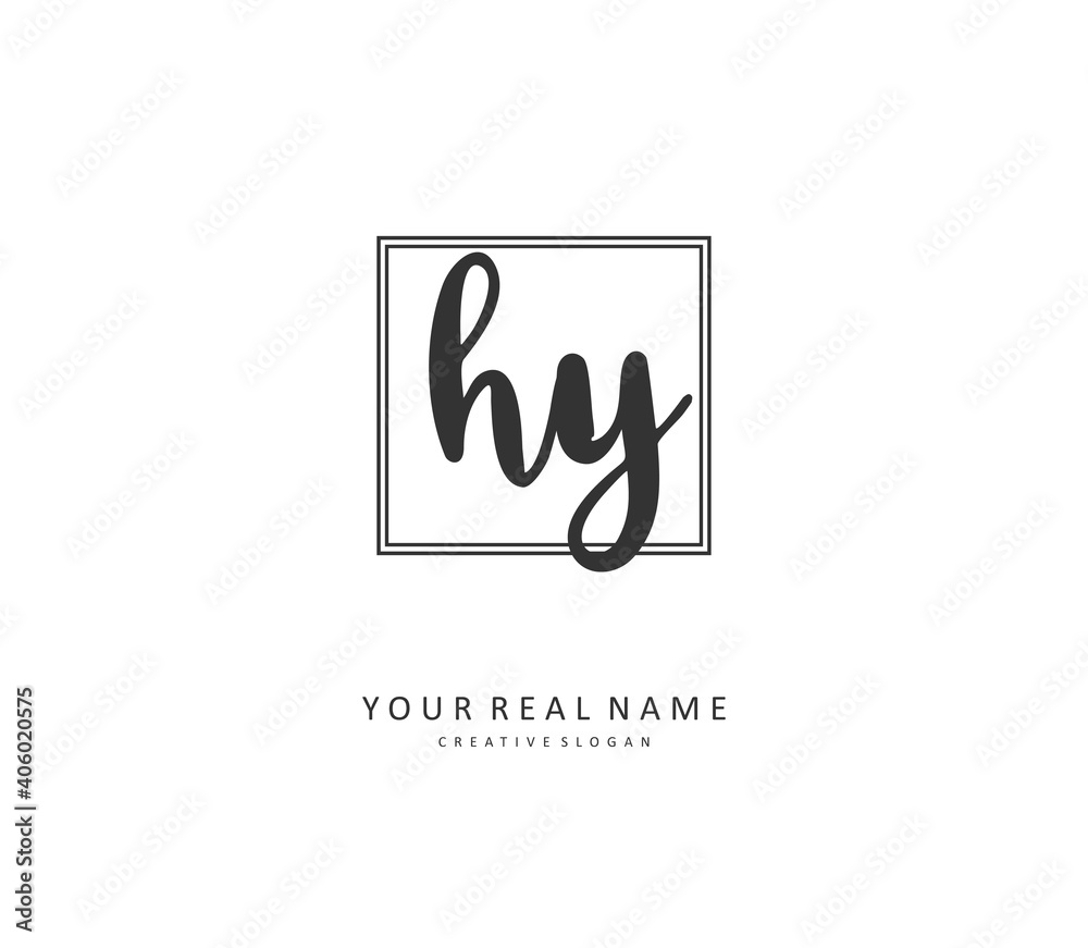 HY Initial letter handwriting and signature logo. A concept handwriting initial logo with template element. HY Initial letter handwriting and signature logo. A concept handwriting initial logo with template element.