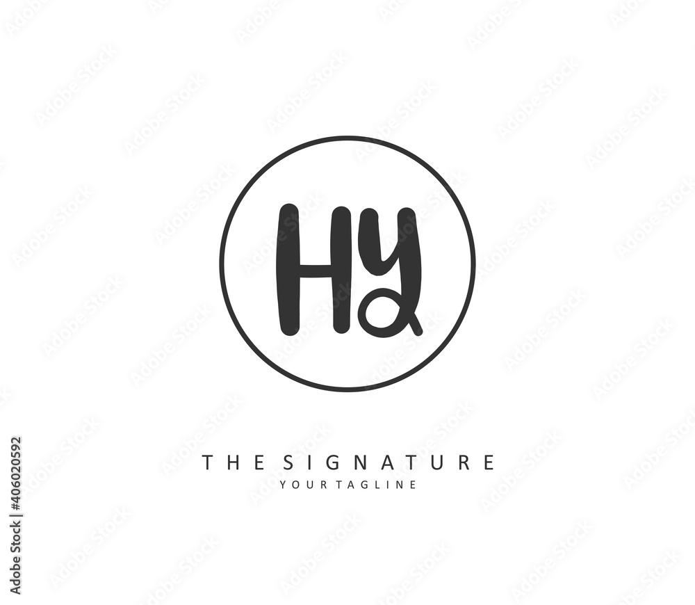 HY Initial letter handwriting and signature logo. A concept handwriting initial logo with template element. HY Initial letter handwriting and signature logo. A concept handwriting initial logo with template element.