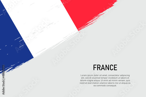 Grunge styled brush stroke background with flag of France