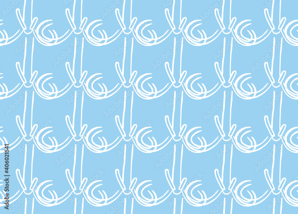 Vector texture background, seamless pattern. Hand drawn, blue, white colors.