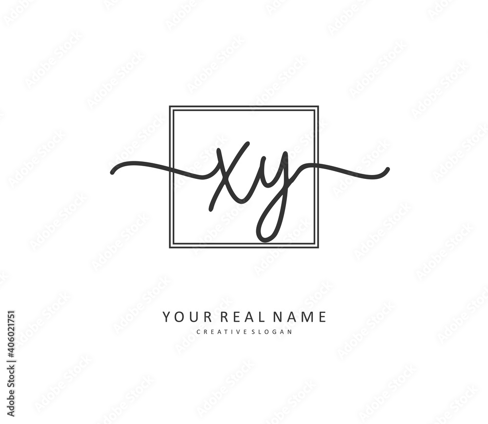 XY Initial letter handwriting and signature logo. A concept handwriting initial logo with template element.