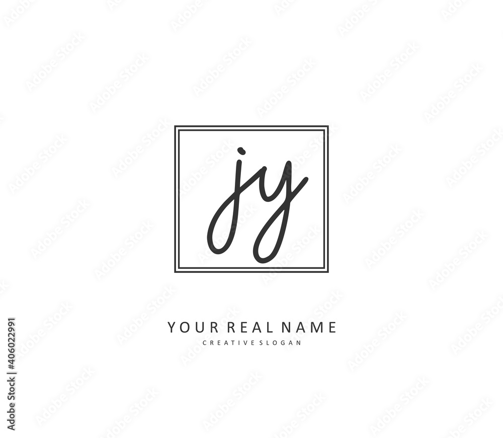 JY Initial letter handwriting and signature logo. A concept handwriting initial logo with template element.
