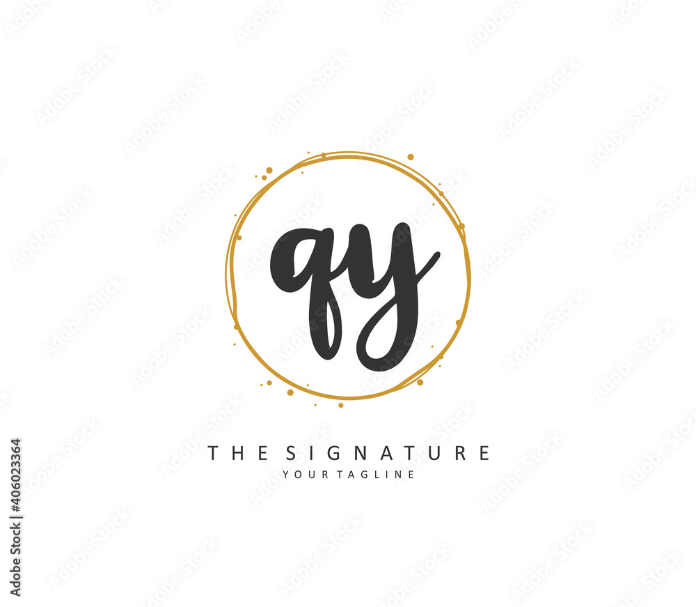QY Initial letter handwriting and signature logo. A concept handwriting initial logo with template element. QY Initial letter handwriting and signature logo. A concept handwriting initial logo with template element.