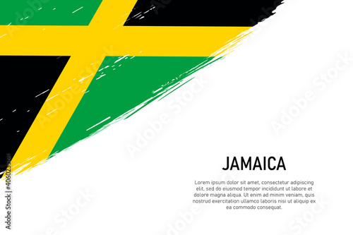 Grunge styled brush stroke background with flag of Jamaica