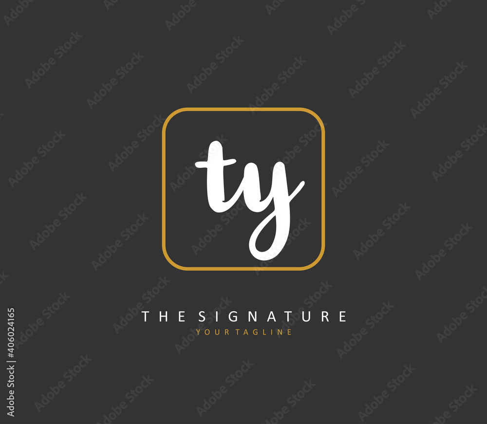 TY Initial letter handwriting and signature logo. A concept handwriting initial logo with template element.