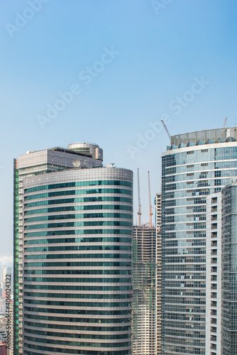 Vertical photo of modern office buildings in the financial district