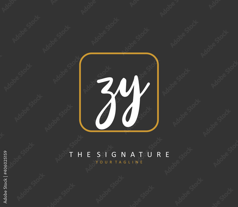 ZY Initial letter handwriting and signature logo. A concept handwriting initial logo with template element. ZY Initial letter handwriting and signature logo. A concept handwriting initial logo with template element.