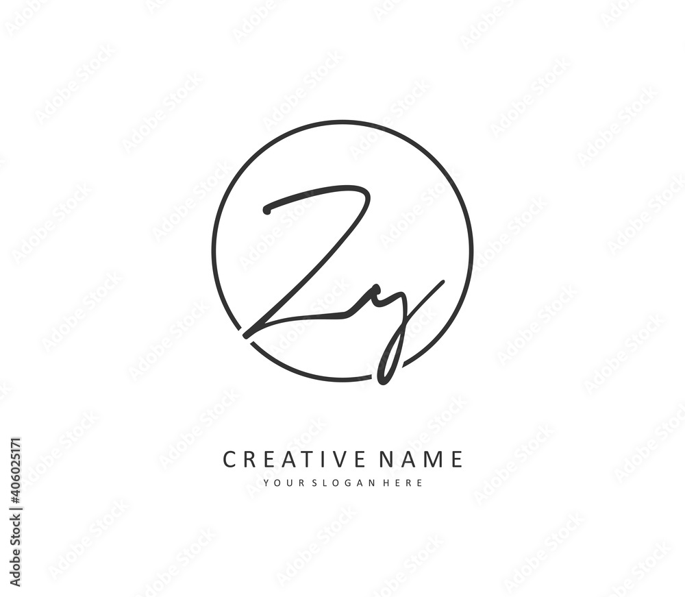 ZY Initial letter handwriting and signature logo. A concept handwriting initial logo with template element. ZY Initial letter handwriting and signature logo. A concept handwriting initial logo with template element.