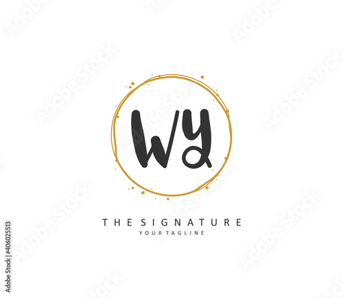 WY Initial letter handwriting and signature logo. A concept handwriting initial logo with template element.