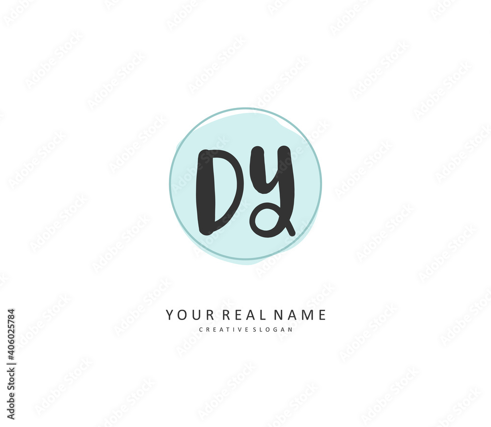 DY Initial letter handwriting and signature logo. A concept handwriting initial logo with template element.