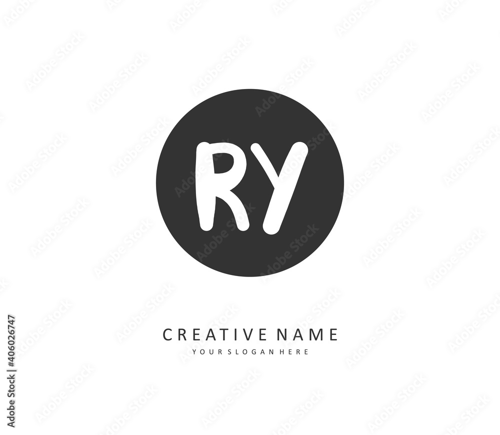 RY Initial letter handwriting and signature logo. A concept handwriting initial logo with template element. RY Initial letter handwriting and signature logo. A concept handwriting initial logo with template element.