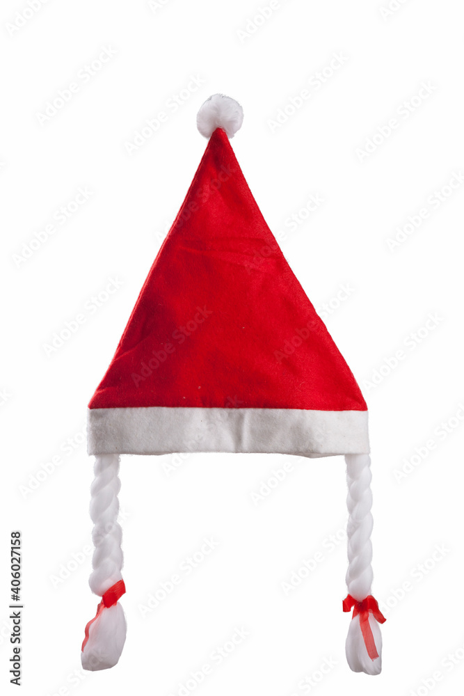 Santa hat close-up On a white background Santa hat close-up On a white background
