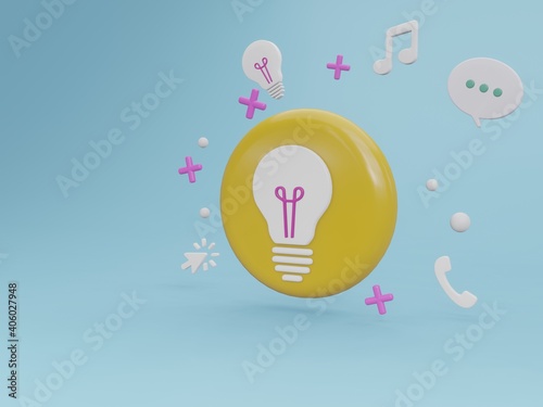 Idea lamp icons,3d rendering,