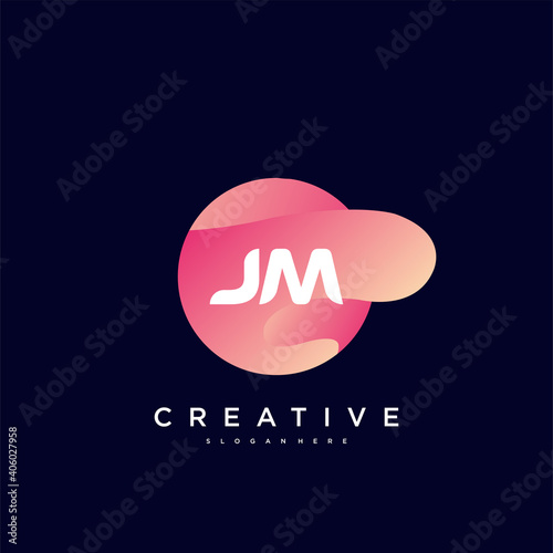 JM Initial Letter Colorful logo icon design template elements Vector art.