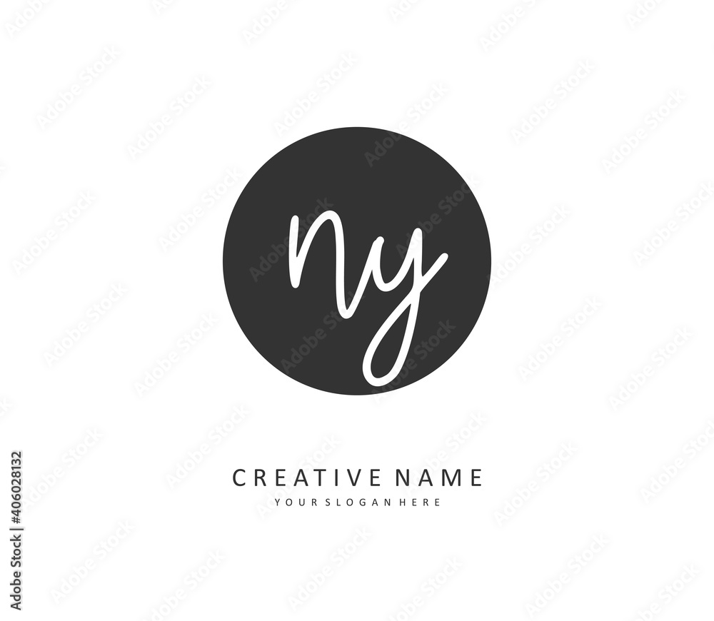 NY Initial letter handwriting and signature logo. A concept handwriting initial logo with template element.