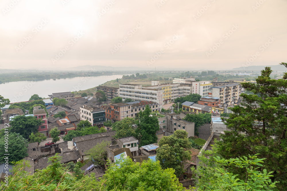 MianYang,Sichuan,China-May 31,2020:The famous town of Fenggu is famous for its wine production