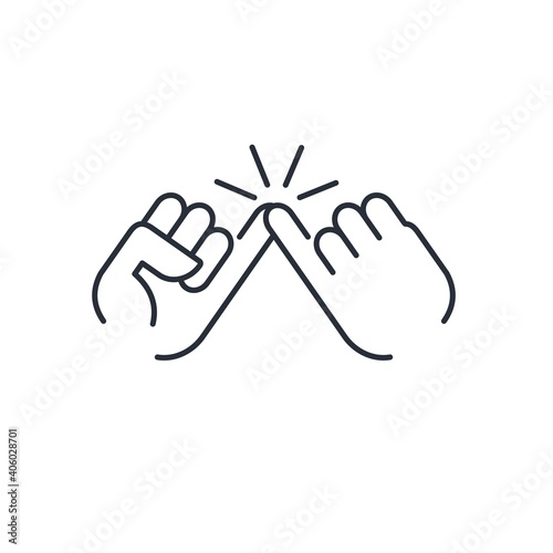 Little finger touches. Reconciliation. Vector linear icon isolated on white background.