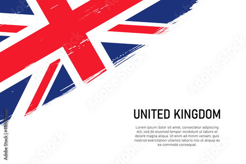 Grunge styled brush stroke background with flag of United Kingdom