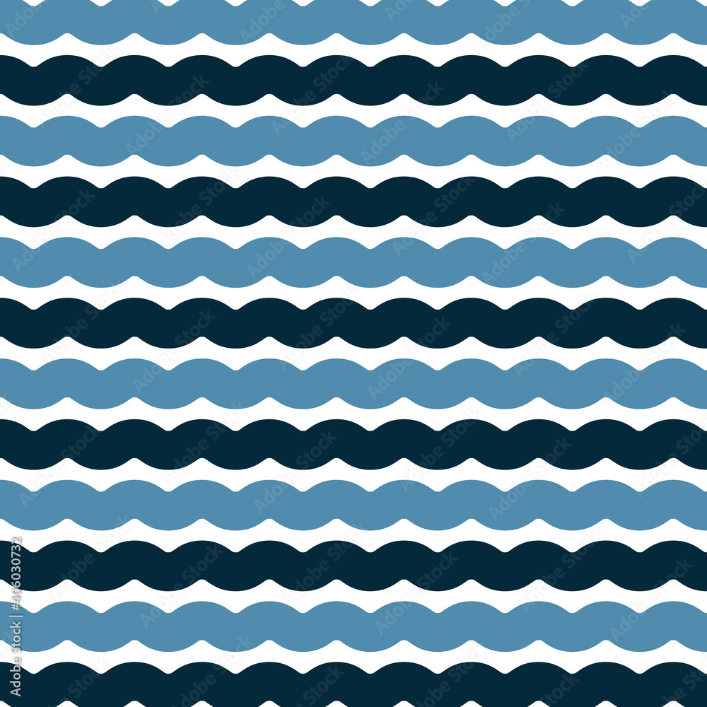 seamless pattern with waves dark blue
