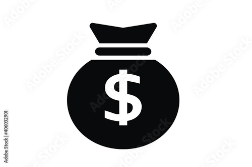 ドル通貨記号の入った袋のビジネスアイコン