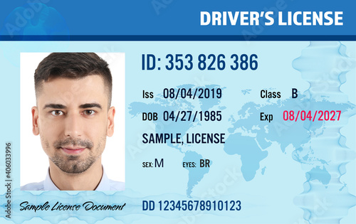 Sample of modern driver's license, front view