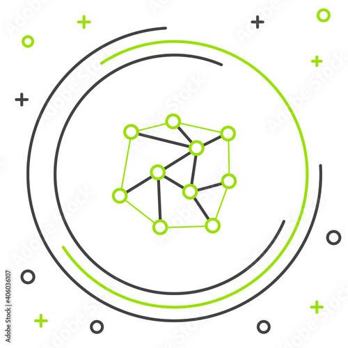 Line Neural network icon isolated on white background. Artificial Intelligence. Colorful outline concept. Vector.