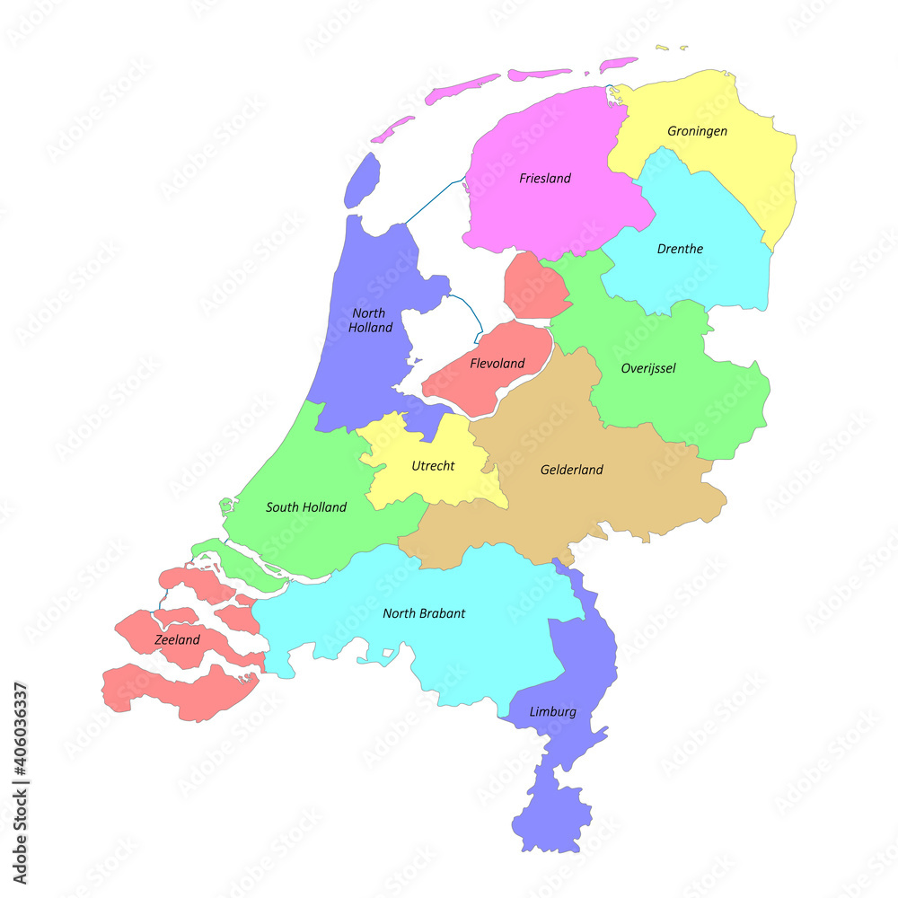 Obraz premium High quality colorful labeled map of Netherlands with borders