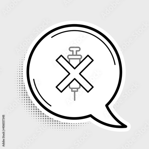 Line No doping syringe icon isolated on grey background. Colorful outline concept. Vector.