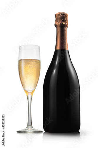 Wallpaper Mural グラスに注がれたシャンパンとシャンパンボトル Torontodigital.ca