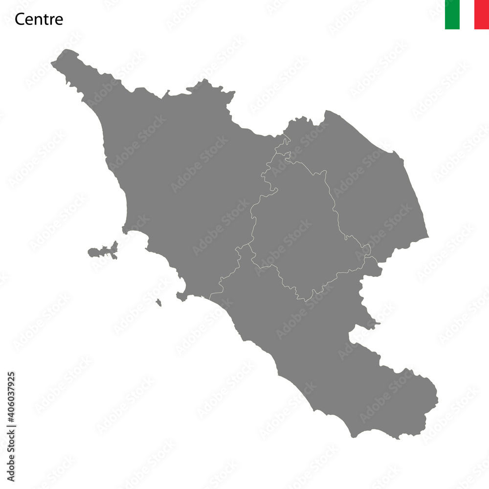 High Quality map Central region of Italy, with borders