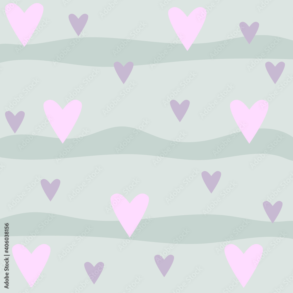 vector pattern from hearts of white outline. valentines day pattern with hearts on gray background