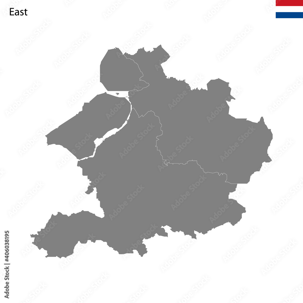 High Quality map East region of Netherlands, with borders High Quality map East region of Netherlands, with borders