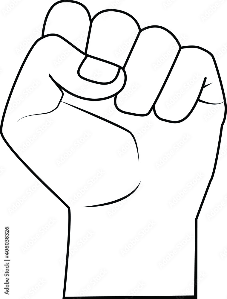Flat vector clenched fist in black outline. Protest, stop racism, equality concept. Human hand with clenched fists. Flat vector clenched fist in black outline. Protest, stop racism, equality concept. Human hand with clenched fists.