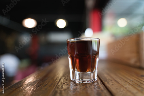 Cup of dark coffee shot or espresso